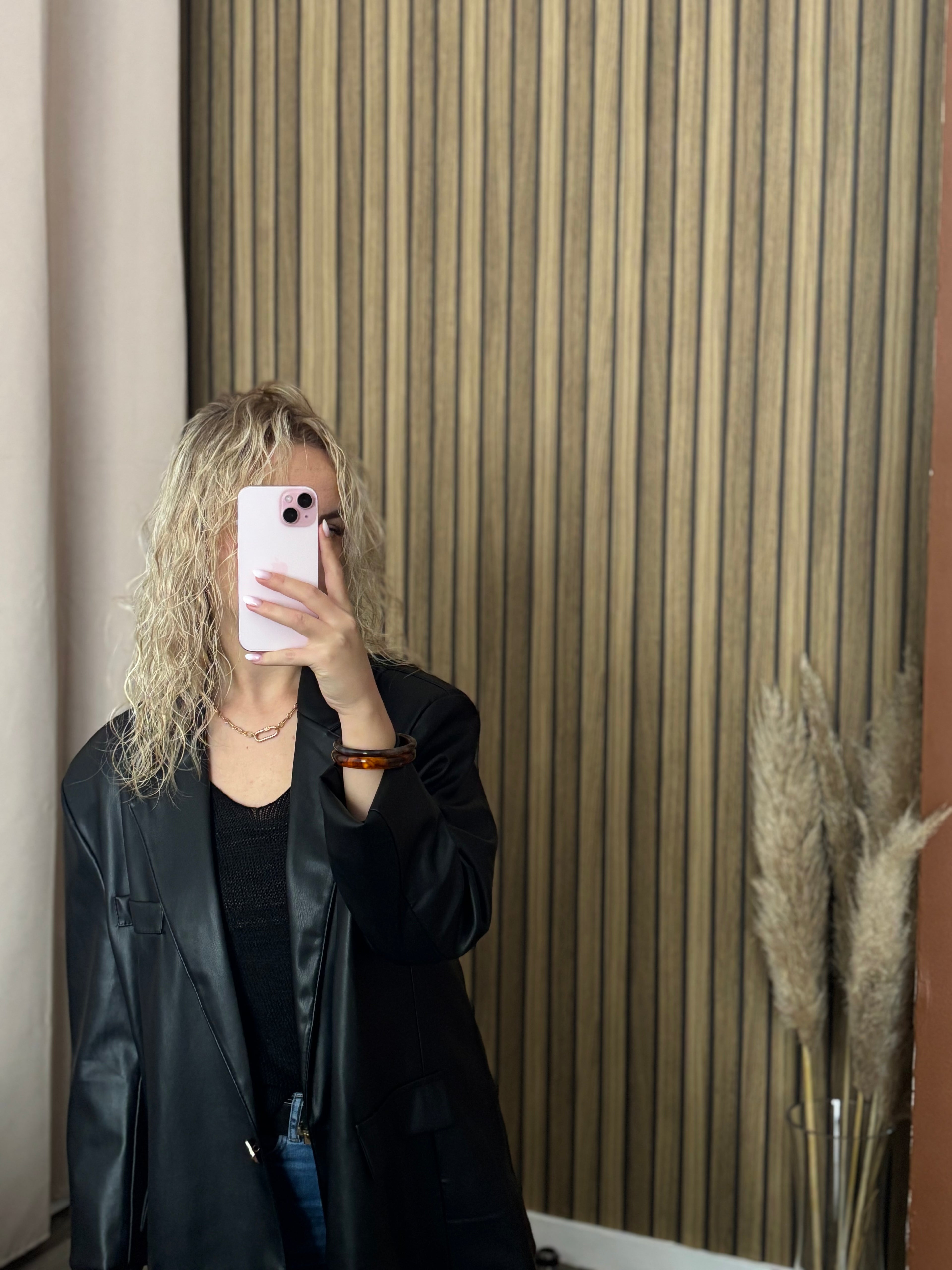 Blazer noir en cuir