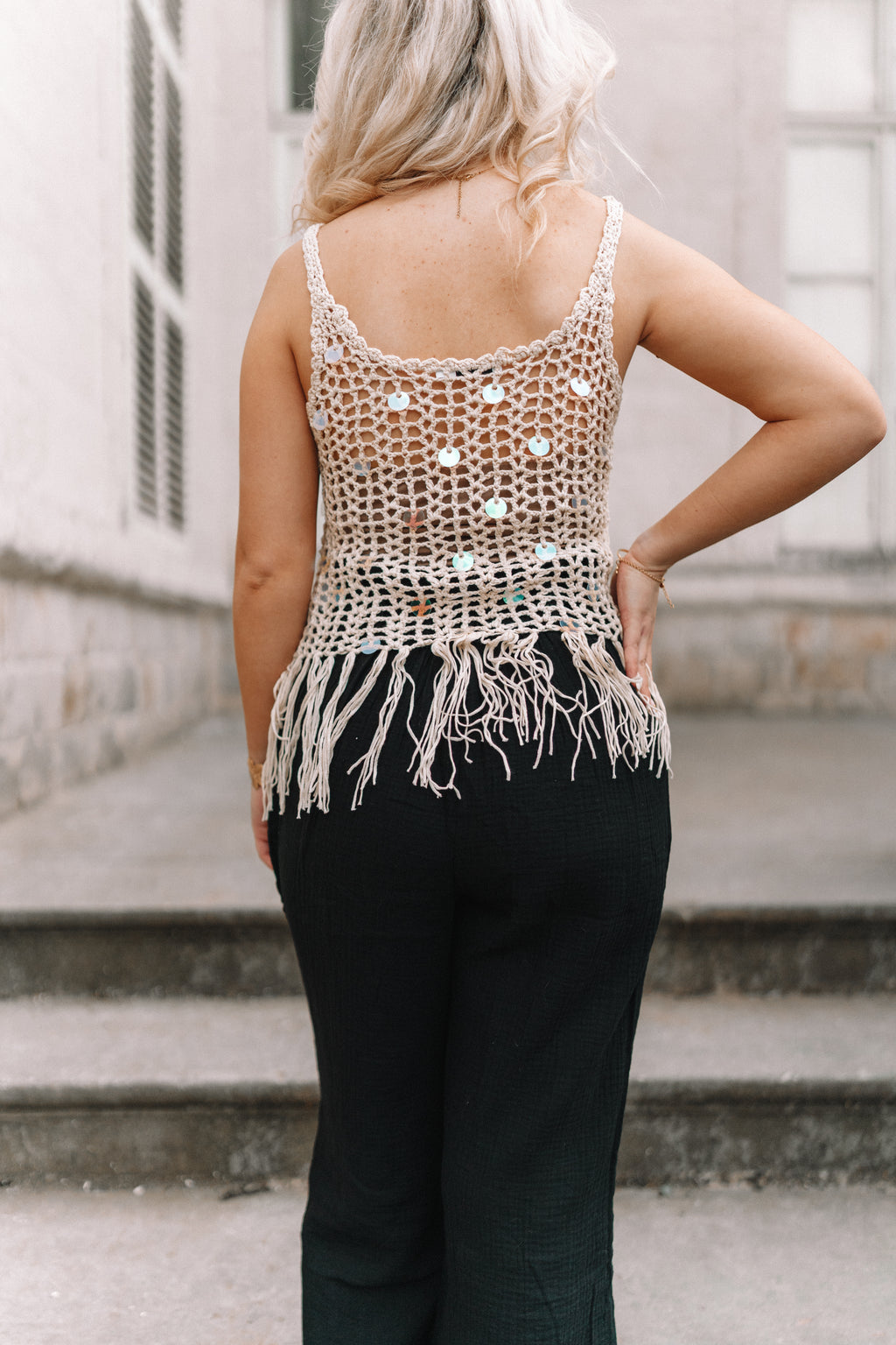 Débardeur en crochet Beige